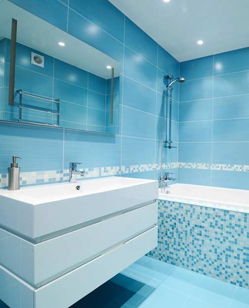 modern blue bathroom